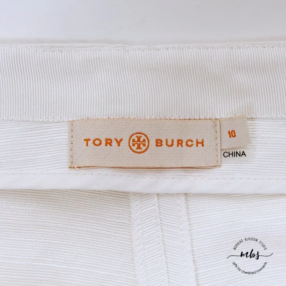 Tory Burch Georgina Silk Linen Cotton‎ Blend High Waist Pleated Shorts